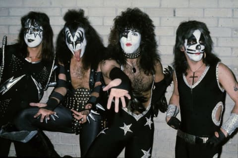 Gene Simmons, Ace Frehley, Peter Criss, and Paul Stanley of Kiss in London in 1976.