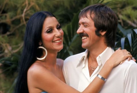 Cher and Sonny Bono pose for a promotional photo for "The Sonny and Cher Show" in 1970.