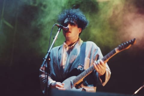 The Cure's Robert Smith performs in Brazil in 1987.