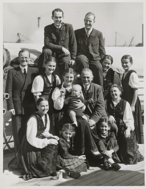 Maria and Georg von Trapp with their 10 children in 1939.