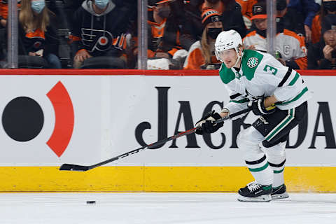 PHILADELPHIA, PENNSYLVANIA – JANUARY 24: John Klingberg #3 of the Dallas Stars . (Photo by Tim Nwachukwu/Getty Images)