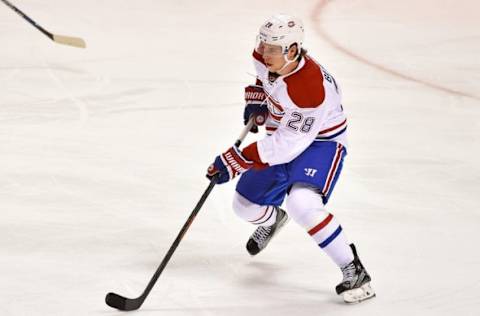 NHL Trade Speculation: Jan 16, 2016; St. Louis, MO, USA; Montreal Canadiens defenseman Nathan Beaulieu (28) skates with the puck against the St. Louis Blues during the third period at Scottrade Center. The St. Louis Blues defeat the Montreal Canadiens 4-3 in overtime. Mandatory Credit: Jasen Vinlove-USA TODAY Sports