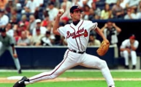 ATLANTA, UNITED STATES: Atlanta Braves pitcher Andy Ashby throw to the plate during their game with the Florida Marlins at Turner Field in Atlanta, Ga 14, September 2000. Ashby pitched into the 8th inning giving up three runs, beating the Marlins 5-3. AFP PHOTO/ STEVE SCHAEFER (Photo credit should read STEVE SCHAEFER/AFP/Getty Images)