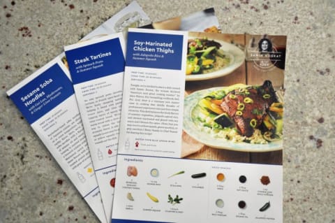 Every Blue Apron meal kit comes with background information on the dish and simple instructions to follow.