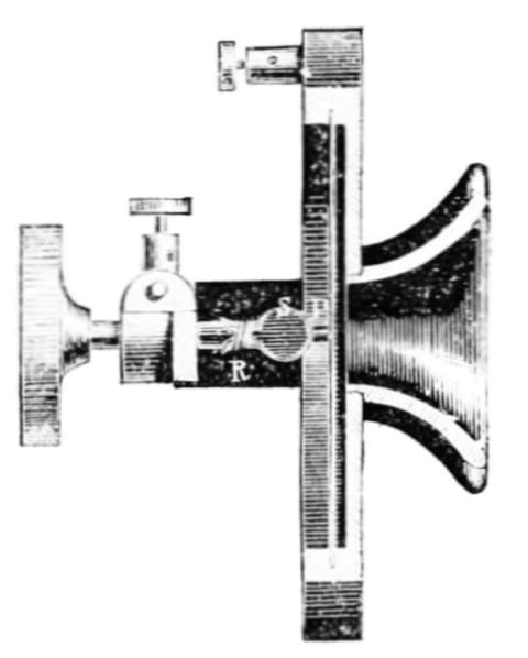 An illustration of Thomas Edison's telephone transmitter.