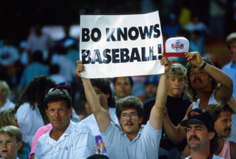 A Bo Jackson fan shows his support at the MLB All-Star Game in Anaheim, California on July 11, 1989.