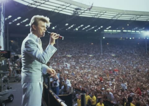 David Bowie performing at the Live Aid concert in London on July 13, 1985.