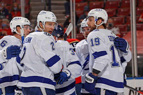 Luke Schenn #2 of the Tampa Bay Lightning. (Photo by Joel Auerbach/Getty Images)