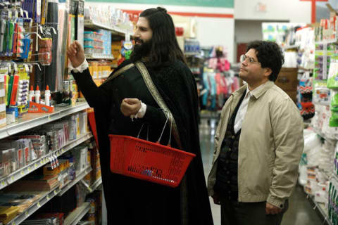 Kayvan Novak and Harvey Guillén in What We Do in the Shadows.