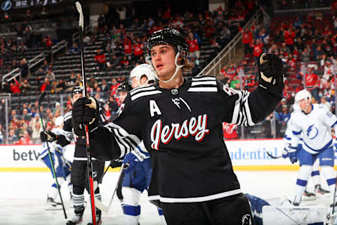 Jack Hughes #86 of the New Jersey Devils (Photo by Rich Graessle/Getty Images)