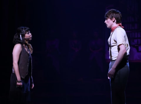 Eva Noblezada and Reeve Carney in Hadestown in 2019.