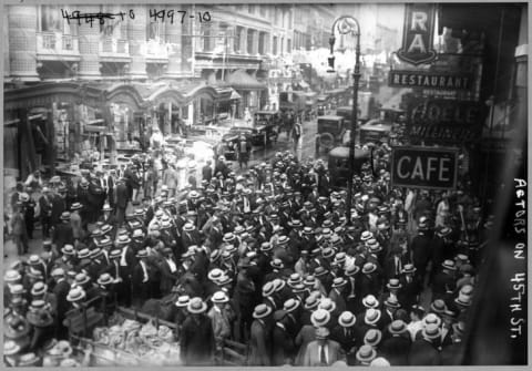 Union members protesting in solidarity (and matching hats) in 1919.