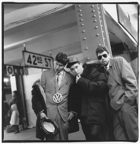 Beastie Boys at the West 42nd Street subway station in Times Square in 1986.