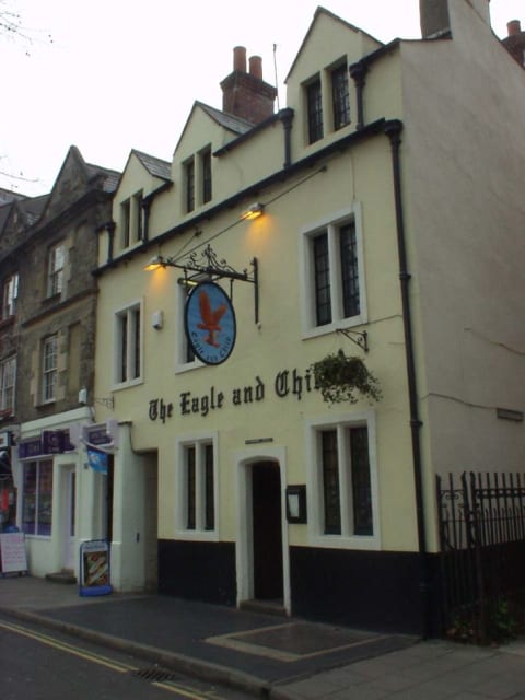 J.R.R. Tolkien and C.S. Lewis, along with other members of The Inklings, would regularly meet at The Eagle and Child bar in Oxford, England, to talk shop.