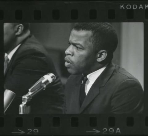 John Lewis speaks at a meeting of the American Society of Newspaper Editors in 1964.