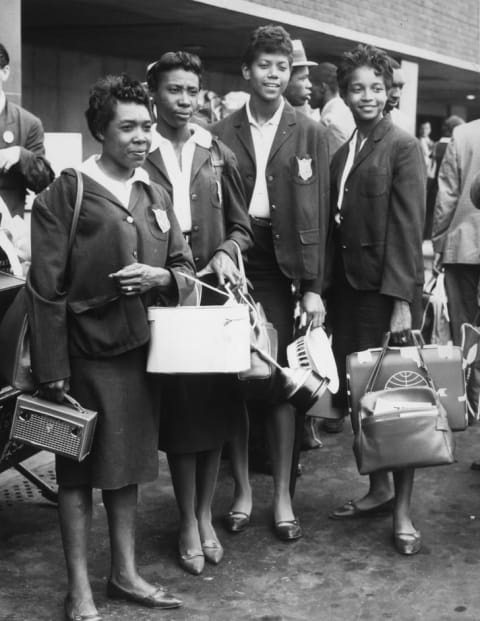 The Tennessee Tigerbelles. From left to right: Martha Hudson, Lucinda Williams, Wilma Rudolph, and Barbara Jones.