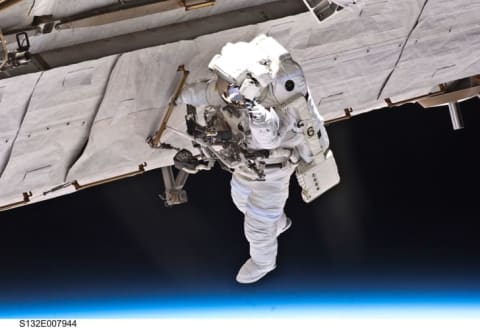 NASA astronaut Garrett Reisman on a spacewalk in May 2010.