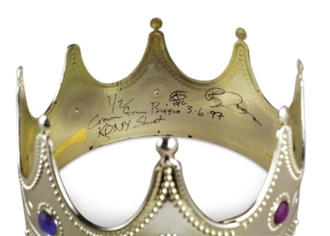 Claiborne's inscription reads "Crown from Biggie KONY Shot. 3-6-97."