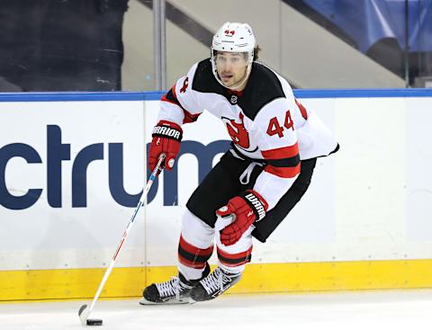 Miles Wood #44 of the New Jersey Devils (Photo by Elsa/Getty Images)