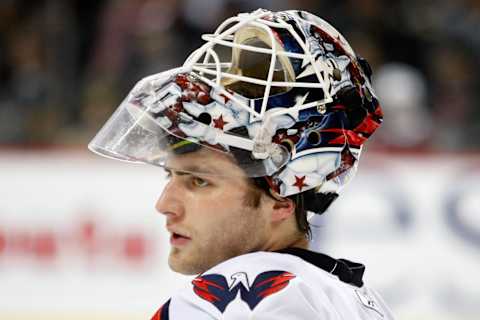 MONTREAL, CANADA – MARCH 15: Braden Holtby #70 of the Washington Capitals waits for play to resume during the NHL game against the Montreal Canadiens at the Bell Centre on March 15, 2011 in Montreal, Quebec, Canada. The Capitals defeated the Canadiens 4-2. (Photo by Richard Wolowicz/Getty Images)