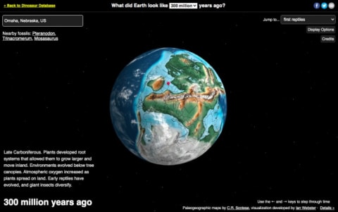 A screenshot of Nebraska from Ian Webster's interactive globe.