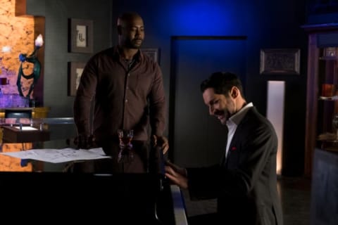 D.B. Woodside and Tom Ellis in Lucifer.