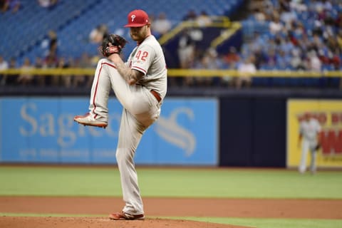 Lively’s next three starts will determine if he remains in the rotation with Eickhoff’s return in early May. Photo by Julio Aguilar/Getty Images.