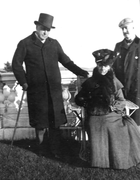 Henry James, Edith Wharton, and Howard Sturgis on the veranda at The Mount.