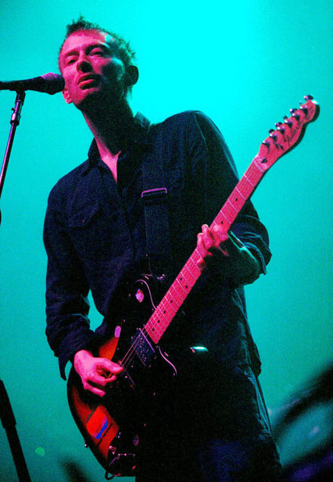 Radiohead singer-guitarist Thom Yorke of the band Radiohead performs in Houston, Texas.