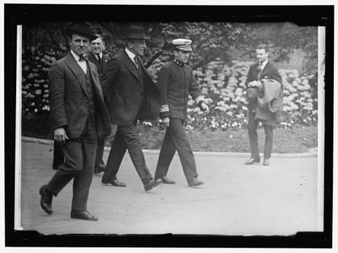 Woodrow Wilson with Cary T. Grayson on his left, circa 1918.