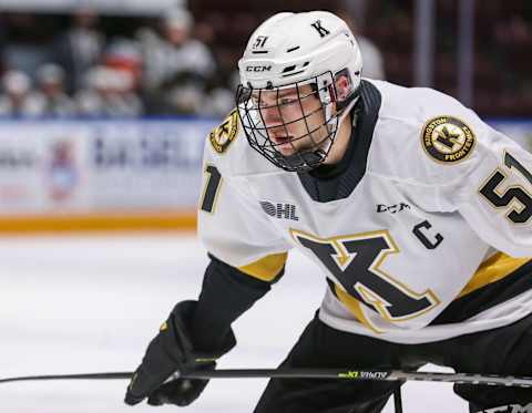 Shane Wright #51 of the Kingston Frontenacs (Photo by Chris Tanouye/Getty Images)