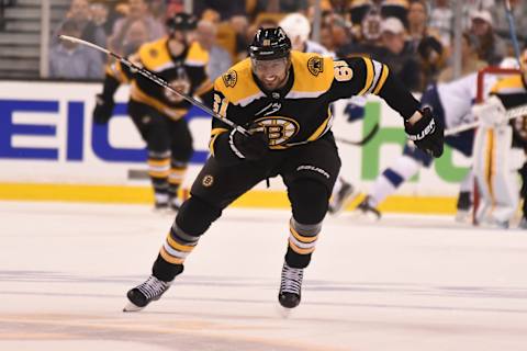 BOSTON, MA – MAY 2: Rick Nash #61 of the Boston Bruins skates against the Tampa Bay Lightning in Game Three of the Eastern Conference Second Round during the 2018 NHL Stanley Cup Playoffs at the TD Garden on May 2, 2018 in Boston, Massachusetts. (Photo by Steve Babineau/NHLI via Getty Images) *** Local Caption *** Rick Nash