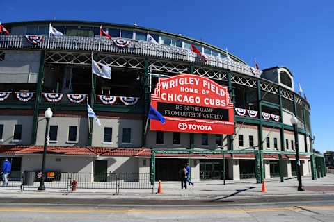 13 October 2016: Outside of Wrigley Field prior to the NLCS with the Chicago Cubs against the Washington Nationals or the Los Angeles Dodgers in Chicago, IL. (Photo by Patrick Gorski/Icon Sportswire via Getty Images)