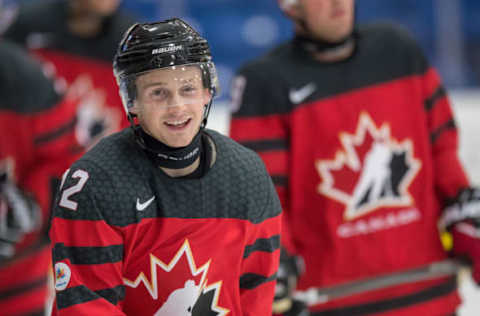 DETROIT, MI – AUGUST 02: Matthew Phillips #12 of Canada scores a goal against Finland during a World Jr. Summer Showcase (Photo by Dave Reginek/Getty Images)