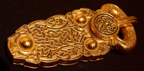 The great buckle was excavated from the Sutton Hoo ship burial.