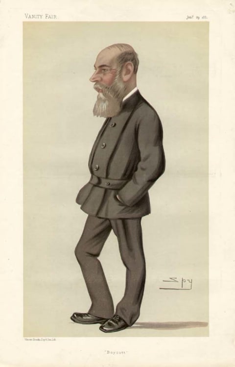 An illustration of Charles Boycott from a January 1881 issue of Vanity Fair.