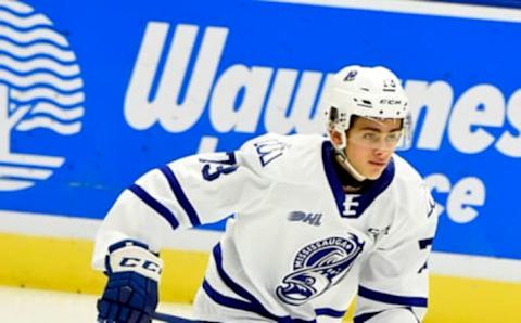 MISSISSAUGA, ON – OCTOBER 18: Luca Del Bel Belluz #73 of the Mississauga Steelheads skates against the Niagara Icedogs during game action on October 18, 2019 at Paramount Fine Foods Centre in Mississauga, Ontario, Canada. (Photo by Graig Abel/Getty Images)