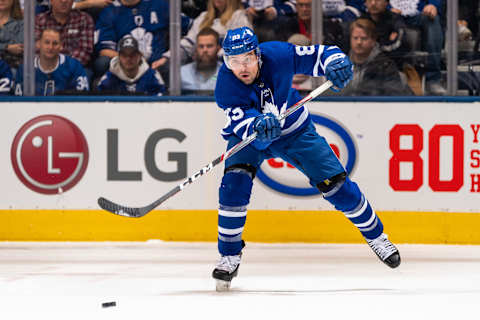 TORONTO, ON – FEBRUARY 1: Cody Ceci #83 of the Toronto Maple Leafs . (Photo by Kevin Sousa/NHLI via Getty Images)