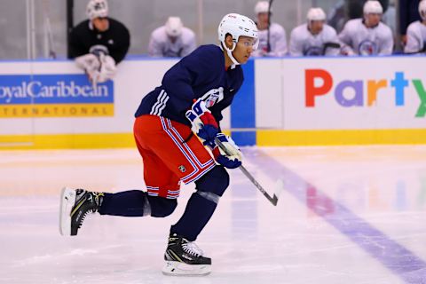 New York Rangers Defenseman K’Andre Miller (79) (Photo by Rich Graessle/Icon Sportswire via Getty Images)