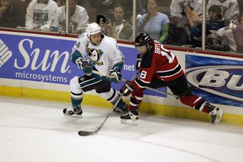 ANAHEIM, CA – MAY 31: Ruslan Salei #24 of the Mighty Ducks of Anaheim (Photo by Robert Laberge/Getty Images/NHLI)