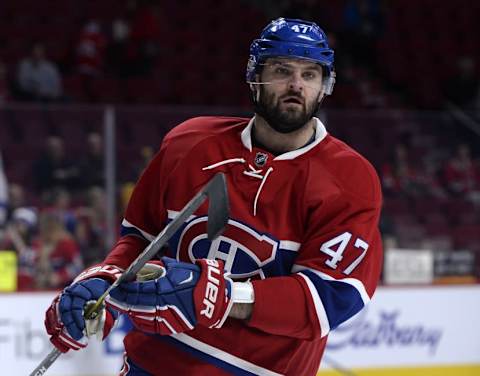 Nov 10, 2016; Montreal, Quebec, CAN; Montreal Canadiens forward Alexander Radulov (47) looks on during the warmups prior to the game against the Los Angeles Kings at the Bell Centre. Mandatory Credit: Eric Bolte-USA TODAY Sports