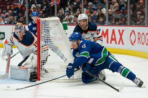 Bo Horvat #53 of the Vancouver Canucks. (Photo by Rich Lam/Getty Images)