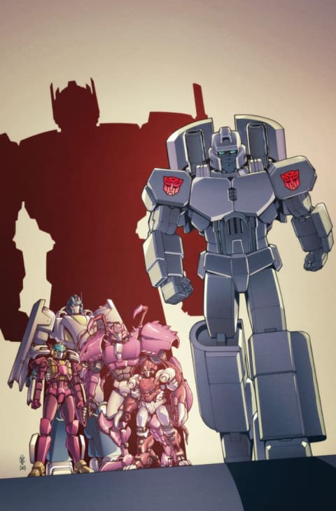 Optimus Prime casts a large shadow on the cover of Optimus Prime #11 illustrated by Casey Coller.