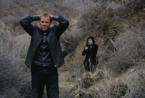 Kiefer Sutherland and Sarah Clarke in '24'