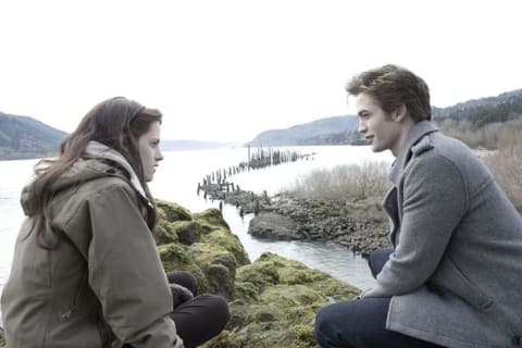 Kristen Stewart and Robert Pattinson in Twilight (2008).