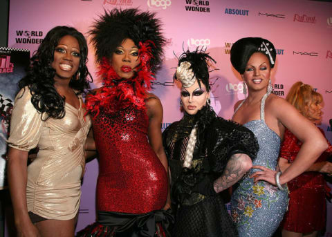 RuPaul's Drag Race contestants arrive to the opening night of RuPaul's Drag Race Art Show in Los Angeles in 2009.