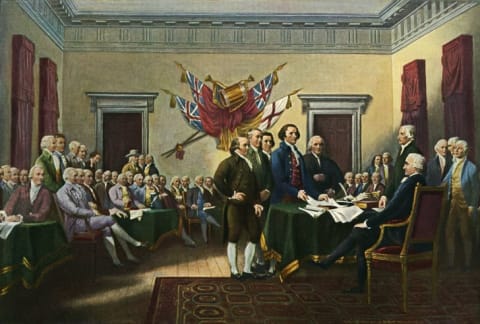 The signing of the Declaration of Independence.