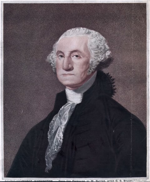 A portrait of George Washington.