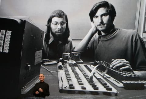 Apple co-founders Steve Wozniak and Steve Jobs in the company's early days.