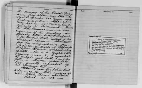 James Garfield's last diary entry, from July 1, 1881.